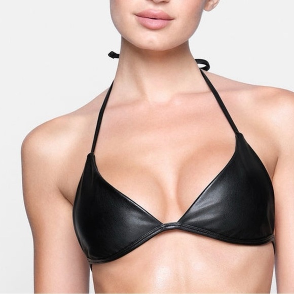 NWT Skims Faux Leather Triangle Tie Neck Size Bralette Size 4X - Picture 14 of 14